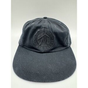 Vintage Marlboro Country Store Black Strapback Hat Leather Strap USA Promo